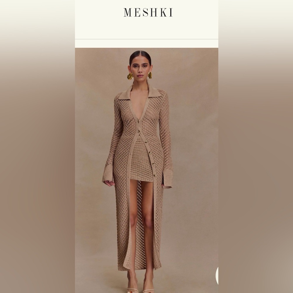 Meshki Tan Knit Swim Coverup